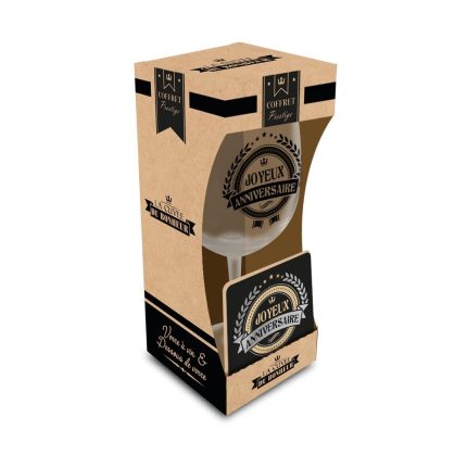 COFFRET VERRE A VIN JOYEUX ANNIVERSAIRE