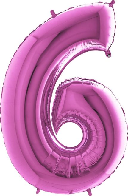 BALLON CHIFFRE 6 GEANT ROSE FUCHSIA 102 CM
