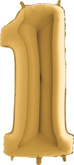BALLON CHIFFRE 1 GEANT OR 102 CM