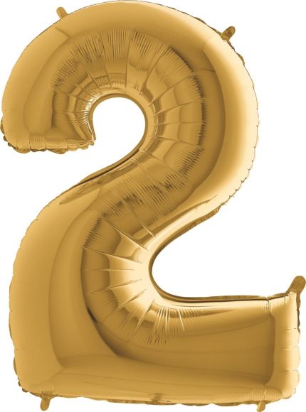 BALLON CHIFFRE 2 GEANT OR 102 CM