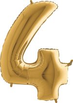 BALLON CHIFFRE 4 GEANT OR 102 CM