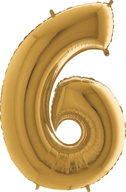 BALLON CHIFFRE 6 GEANT OR 102 CM