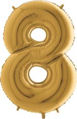 BALLON CHIFFRE 8 GEANT OR 102 CM