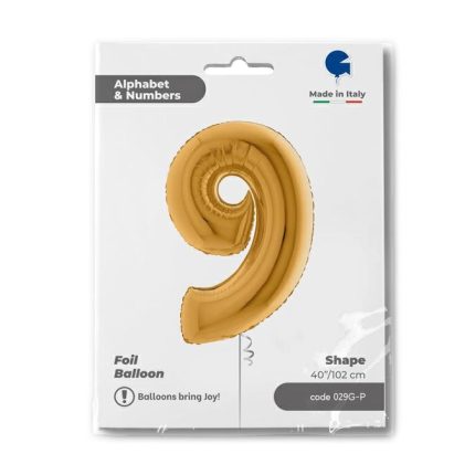 BALLON CHIFFRE 9 GEANT OR 102 CM