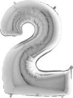BALLON CHIFFRE 2 GEANT ARGENT 102 CM