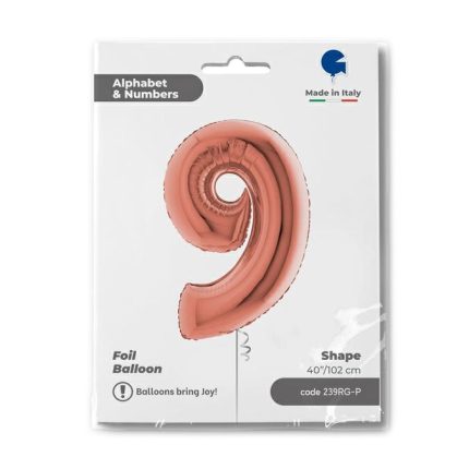 BALLON CHIFFRE 9 GEANT ROSE GOLD 102 CM