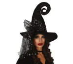 Chapeau sorcière gris avec pois