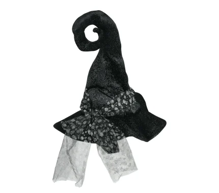 Chapeau sorcière gris avec pois