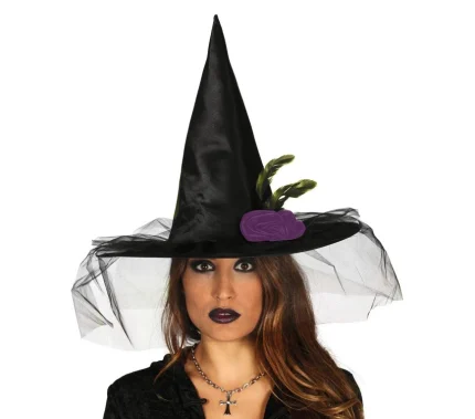 Chapeau sorcière avec voile