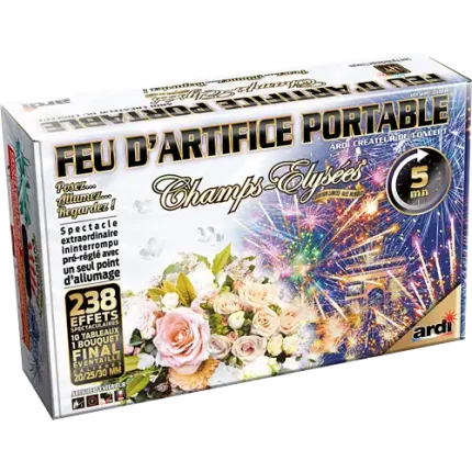 FEU D'ARTIFICE PORTABLE CHAMPS-ÉLYSÉES MARIAGE PRESTIGE 5MN MUSICAL