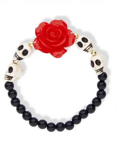 Bracelet squelettes rose rouge