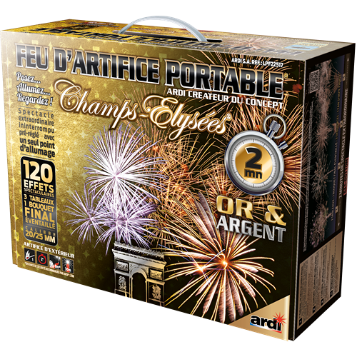 FEU D'ARTIFICE PORTABLE® CHAMPS-ÉLYSÉES® OR ET ARGENT 2MN FEU D'ARTIFICE PORTABLE® CHAMPS-ÉLYSÉES® OR ET ARGENT 2MN
