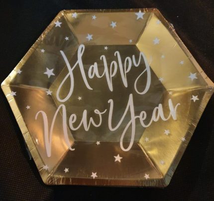 6 ASSIETTES BLANC ET OR HNY 231714 PF