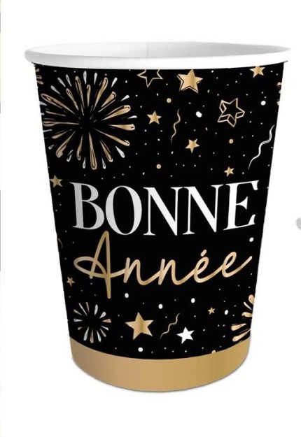6 Gobelets noir bonne année CD8544 ST