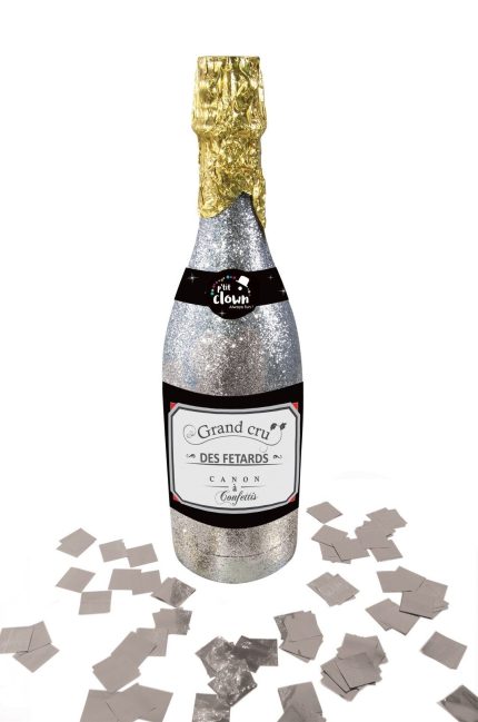 Bouteille champagne confetti argent 93010 PC