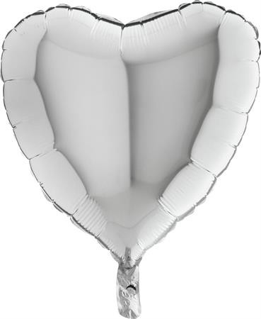 BALLON COEUR ARGENT 45 CM